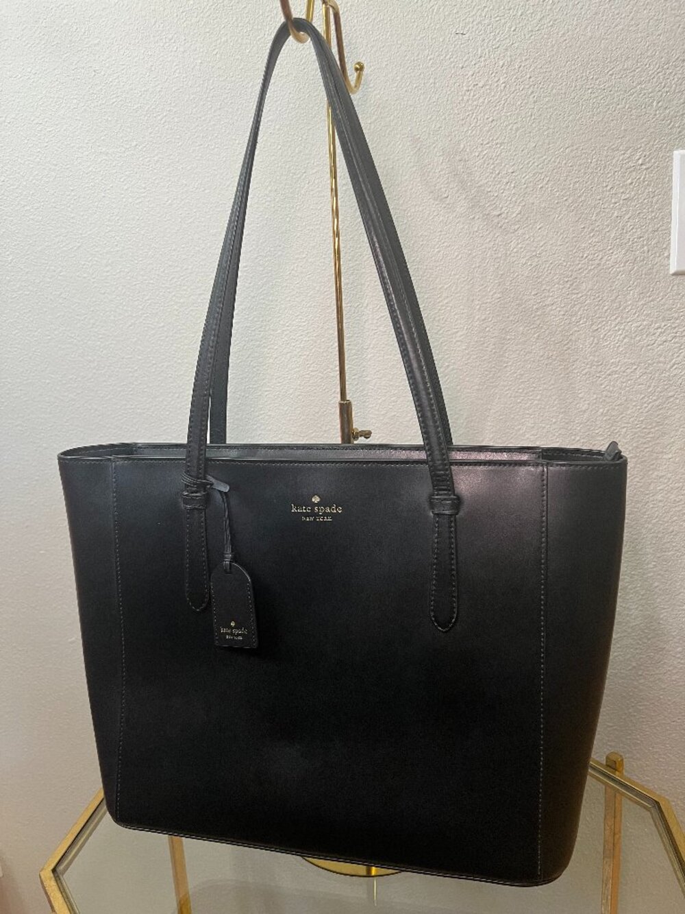 NEW-Kate Spade Black Leather Tote